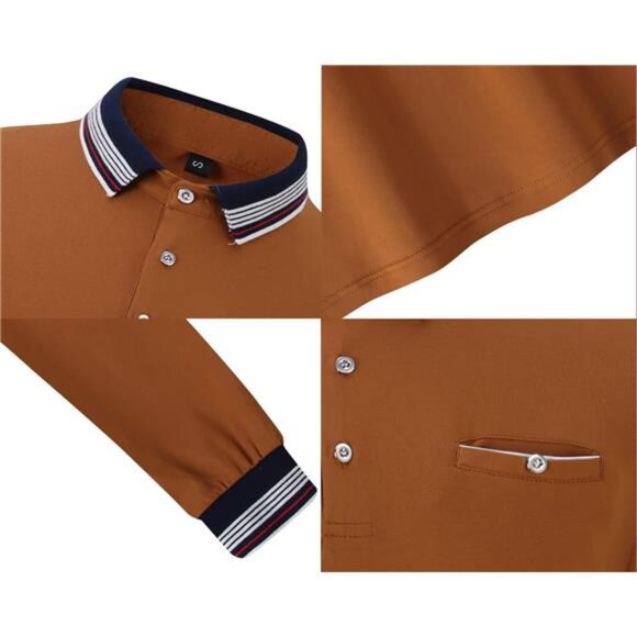 Men's Polo‎ Shirt Casual Long Short Sleeve Classic Cotton T Golf Sport Shirt - Picture 5 of 5
